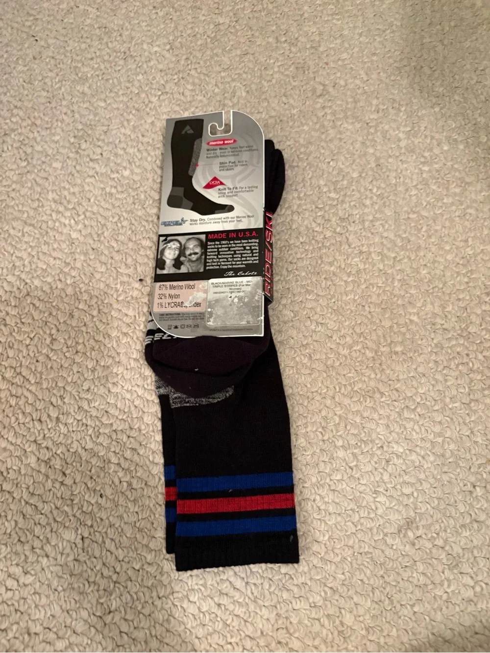 Cabot & Sons nwt $28 Merino Wool Ski & Ride Athletic Socks black size 10-13 Men’